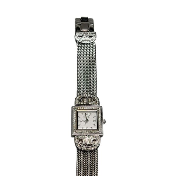 Elgin Ladies Heirloom Quartz Watch Silver Mesh Band Crystal 18mm Rhinestone Dial - Picture 4 of 16
